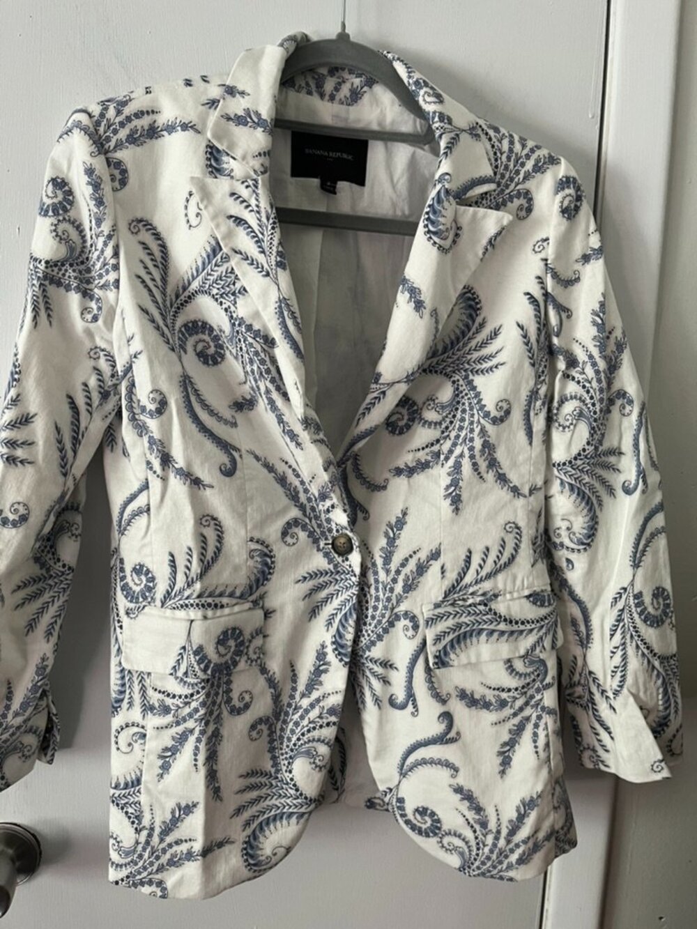 BANANA REPUBLIC COTTON ONE BUTTON BLAZER SZ 2